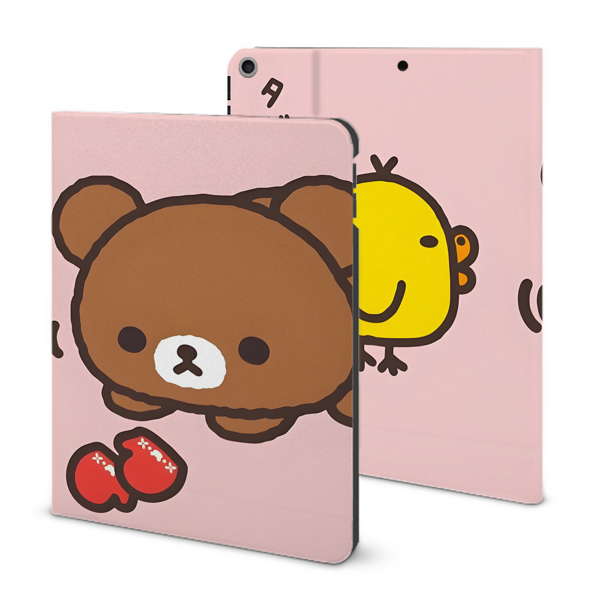 （画像用） リラックマ リラックマ キイロイトリ Rilakkuma Korilakkuma Kiiroitori IPad ケース ブック型 PUレザー TPU 耐衝撃 軽量 薄型 ペン収納なし 全面保護 IPad 各モデル対応